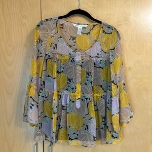 Diane Von Furstenberg Boho Silk Chiffon Top
